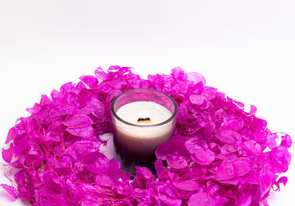 Coroniță Decorativă Lunaria Fucsia – Aranjament din Plante Naturale Uscate, Magenta Vibrant
