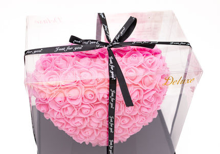 Aranjament de Lux Inima „Pink Velvet Heart” Artizanal
