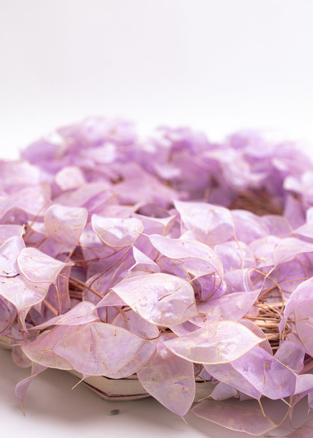 Coroniță Decorativă din Lunaria Mov – Aranjament Natural din Plante Uscate