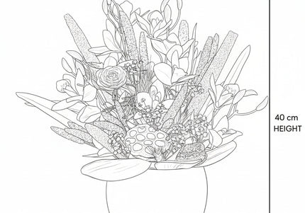 Aranjament floral „Sunset Glow” în vas ceramic – orhidee galbene și accente calde