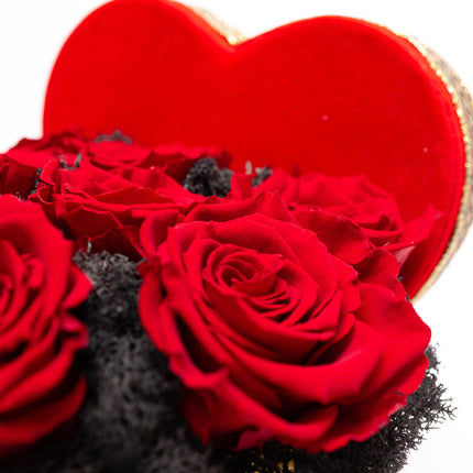 Aranjament Inimă Lux 9 Trandafiri Criogenați Roșii