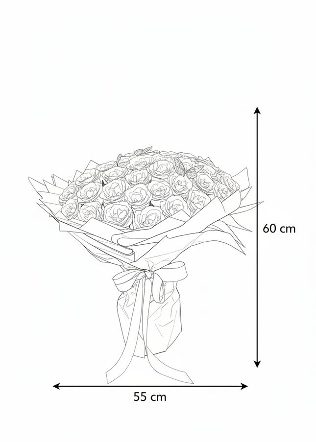Buchet Gigant "Pink Sparkle" cu 99 Trandafiri și Fluturi