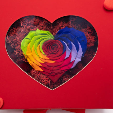 Aranjament de Lux „Rainbow Serenity” cu Trandafir Etern