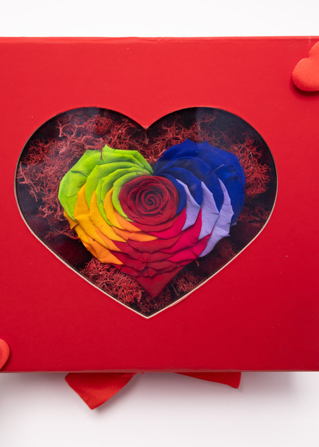 Aranjament de Lux „Rainbow Serenity” cu Trandafir Etern