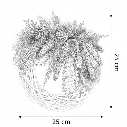 Coroniță Crăciun "Winter Forest" pe Lemn Natural Alb