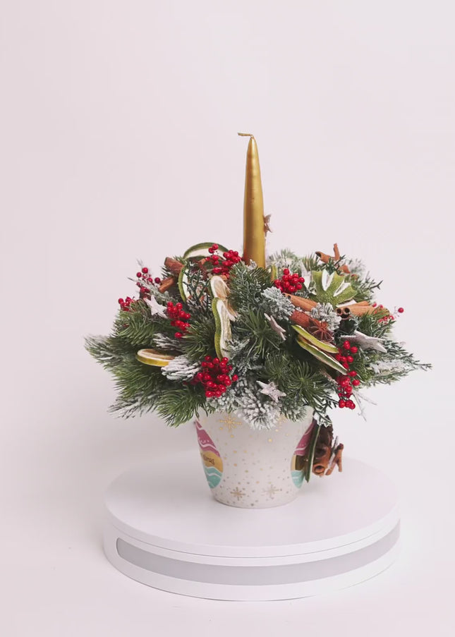 Aranjament de Crăciun în Cană Ceramică „Golden Star”