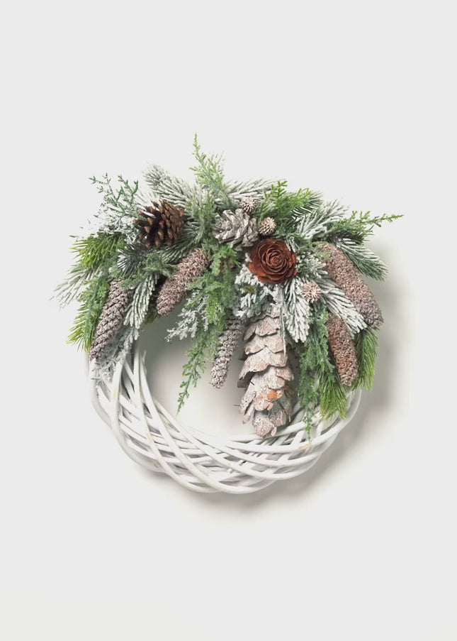 Coroniță Crăciun "Winter Forest" pe Lemn Natural Alb