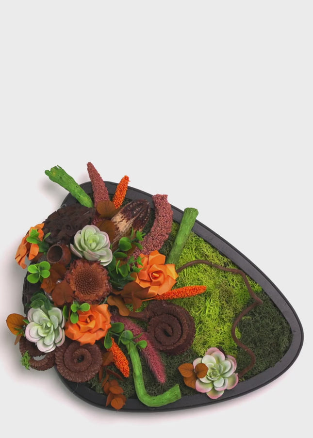 Tablou decorativ „Botanical Nest” – compoziție naturală cu mușchi și flori