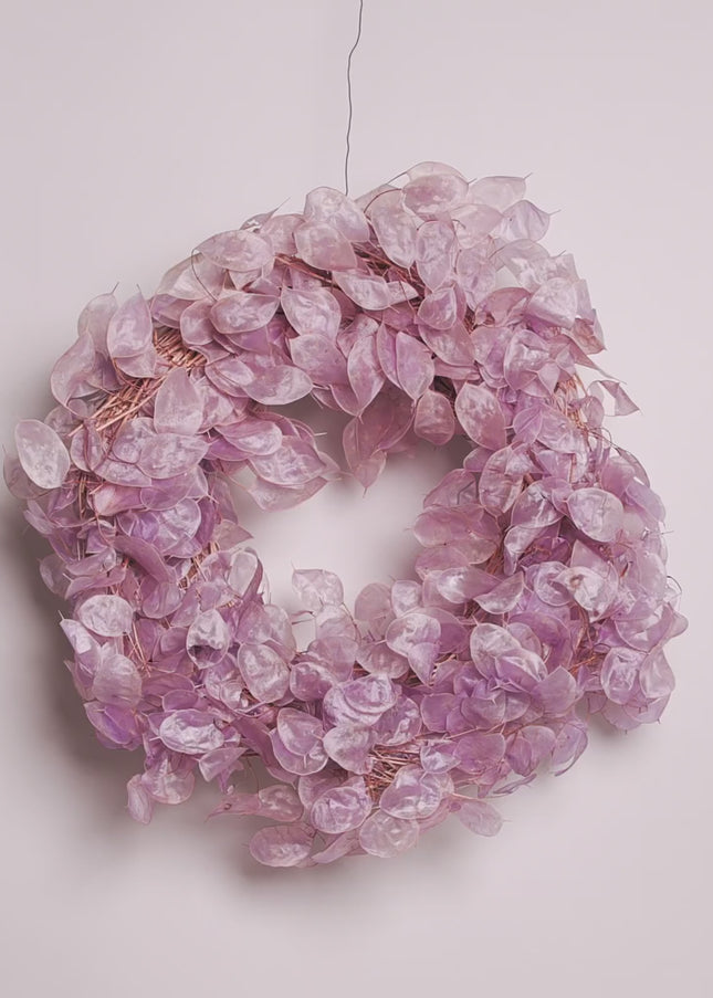 Coroniță Decorativă din Lunaria Mov – Aranjament Natural din Plante Uscate