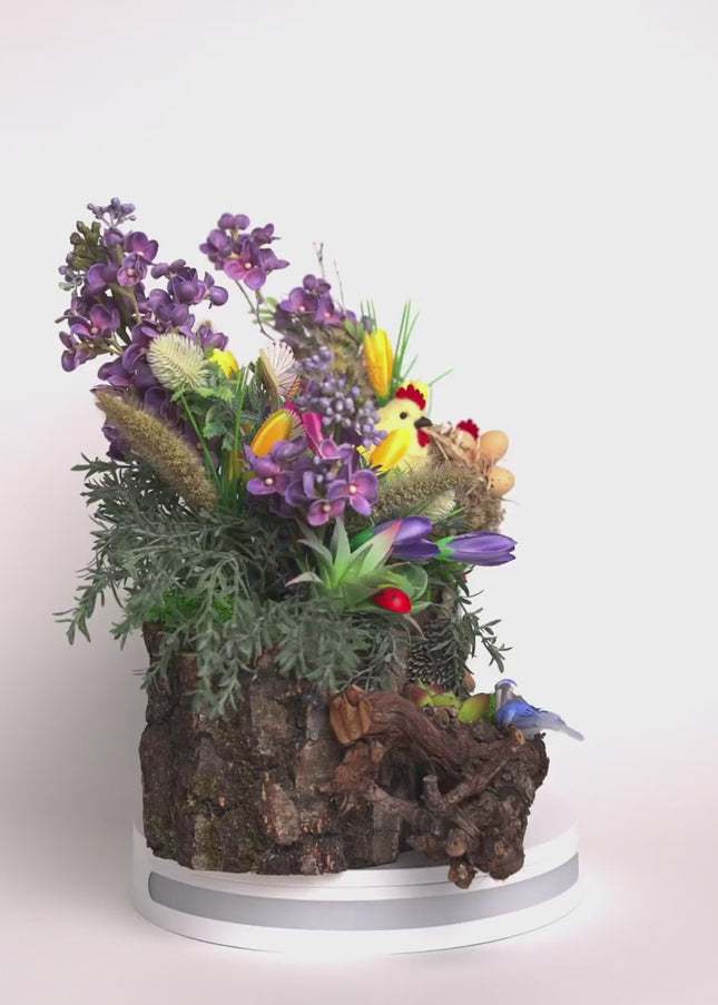 Aranjament floral de Paște „Easter Garden” – decor rustic de primăvară
