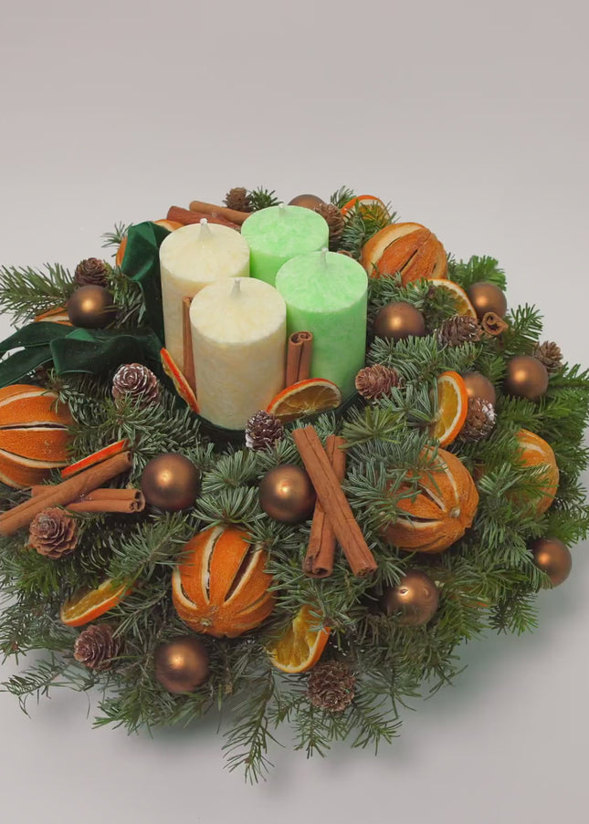 Aranjament Crăciun Advent "Citrus Joy" din brad Nobilis