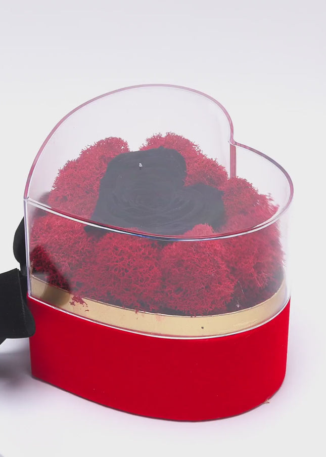 Aranjament de Lux "Midnight Heart" cu Trandafir Criogenat