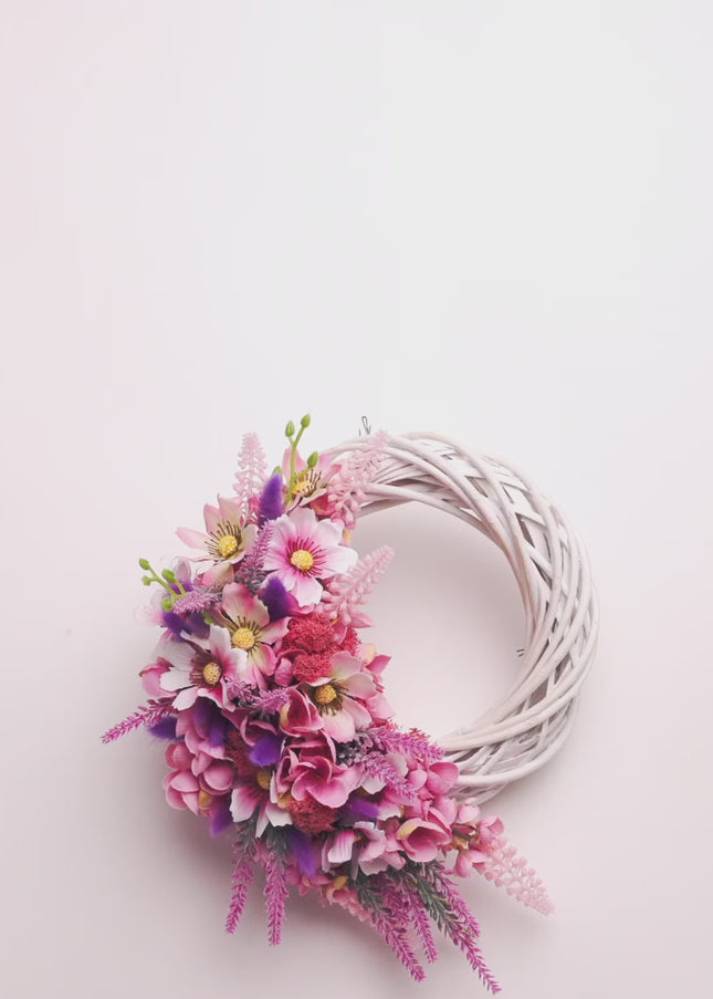 Coroniță din Răchită Albă „Blush Willow & Lavender Crescent”