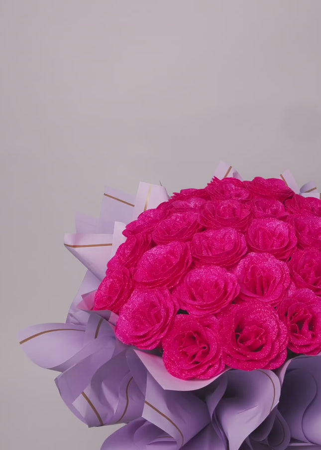 Buchet Gigant "Pink Orchid" cu Trandafiri și Sclipici