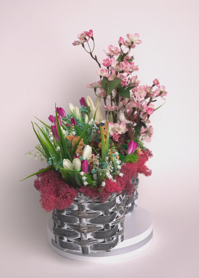 Aranjament floral de Paște „Spring Story” – decor vesel de primăvară