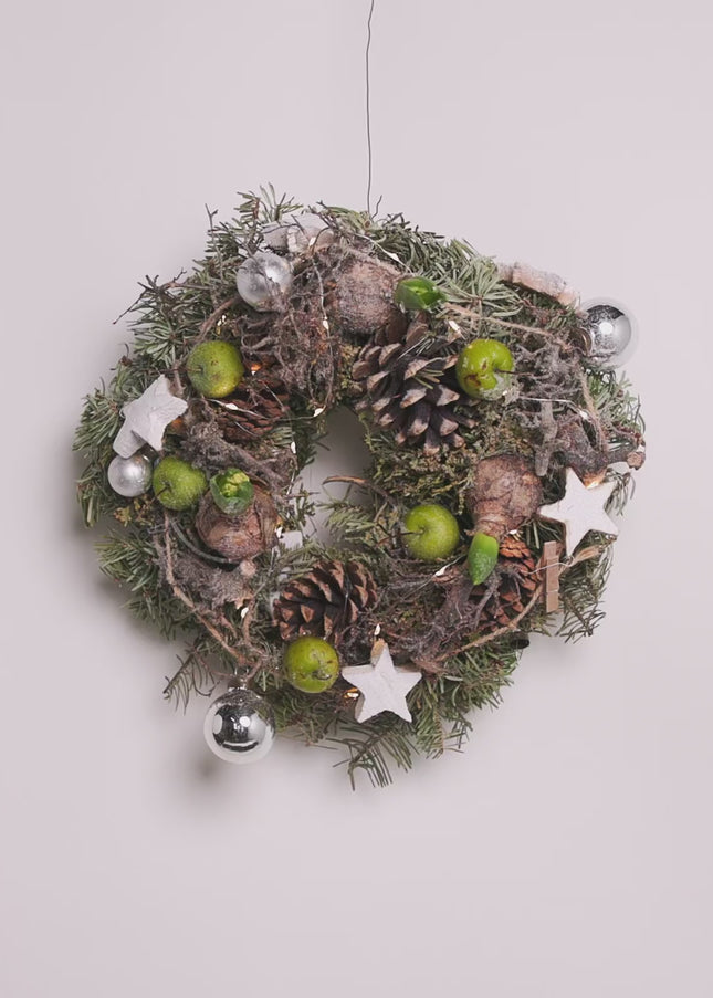 Coroniță de Crăciun Artizanală „Winter Glow & Botanical Nest”