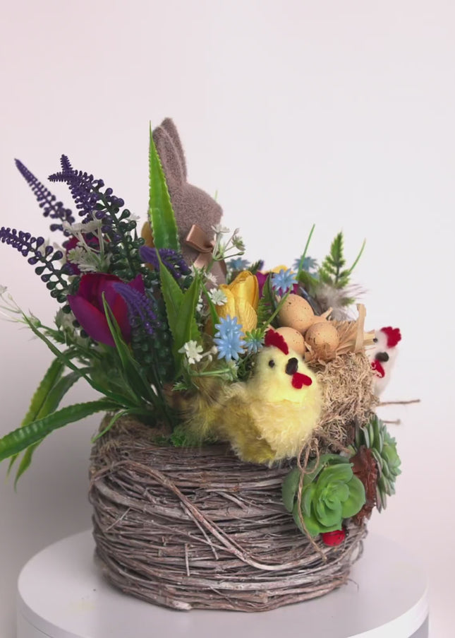 Aranjament floral de Paște „Spring Nest” – farmec de sărbătoare