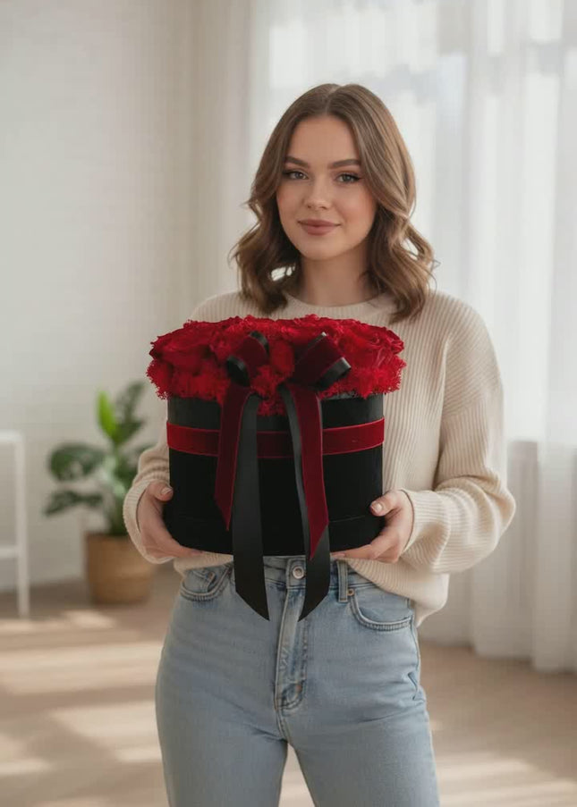 Aranjament Inimă Lux 25 Trandafiri Criogenați Roșii