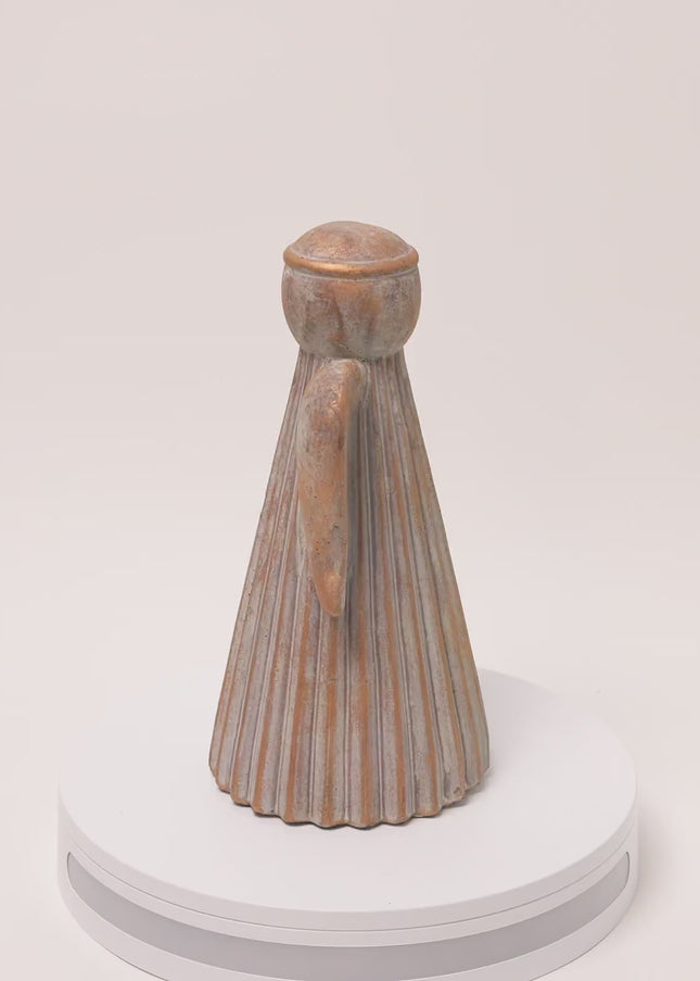 Statuetă Înger Artizanal din Ceramică cu Patină Aurie