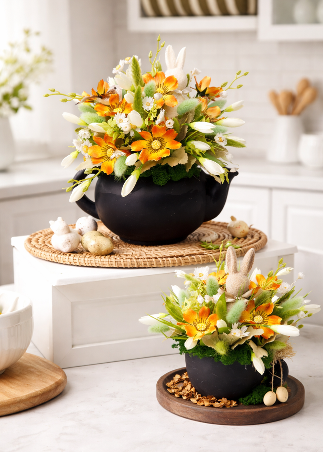 Set de Paște „Spring Duo” – aranjamente florale Sunny Bunny Pot & Spring Teapot