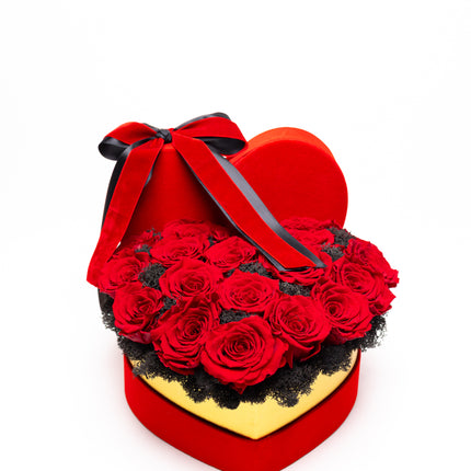 Aranjament Inimă Lux 21 Trandafiri Criogenați Roșii