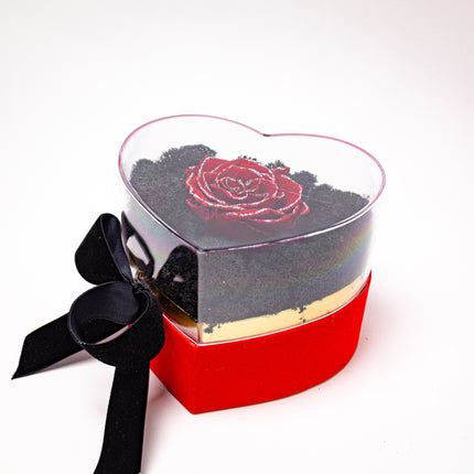 Aranjament de Lux "Ruby Heart Sparkle" cu Trandafir Criogenat