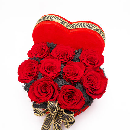 Aranjament Inimă Lux 9 Trandafiri Criogenați Roșii