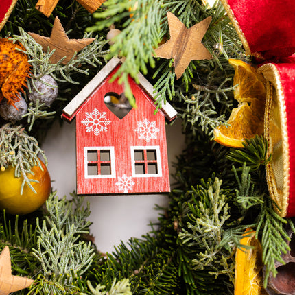 Coroniță Crăciun "Artisan Red Cabin" Mix Brad Natural