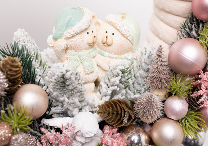 Coroniță Crăciun "Pink Pastel Bears" cu Bază Catifea