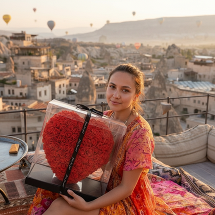 Aranjament de Lux Inima „Red Passion Heart” Artizanal