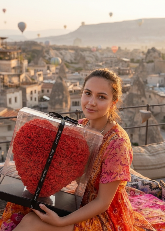 Aranjament de Lux Inima „Red Passion Heart” Artizanal