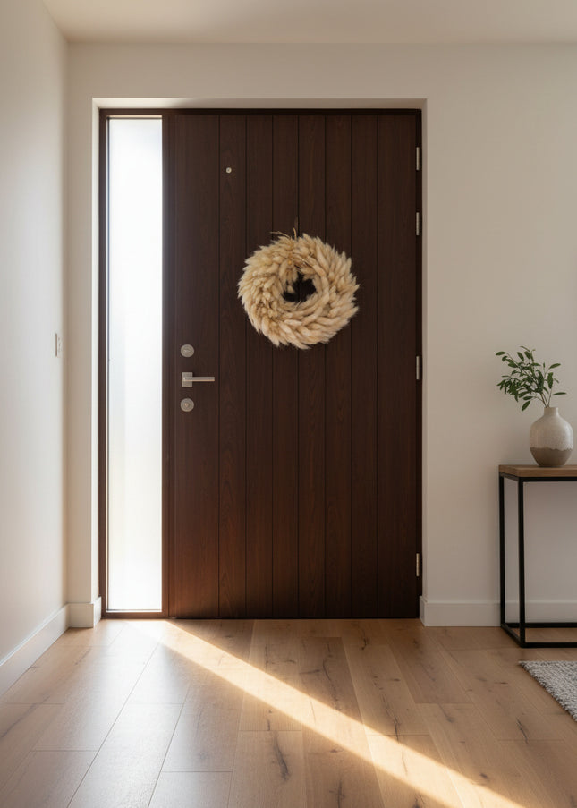 Coroniță Decorativă din Lagurus Alb Natural – Aranjament Pufos „Coda Mâței” Stil Boho