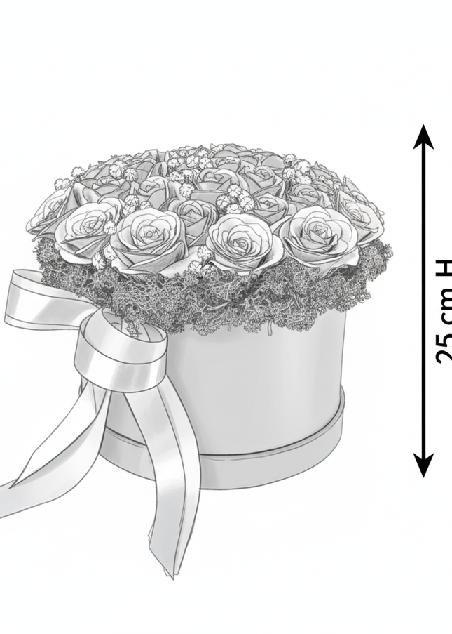 Aranjament Lux Trandafiri Săpun Magenta-Roz, Cutie Roșie