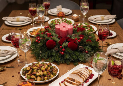 Aranjament Crăciun Advent "Velvet Crimson" din brad Nobilis