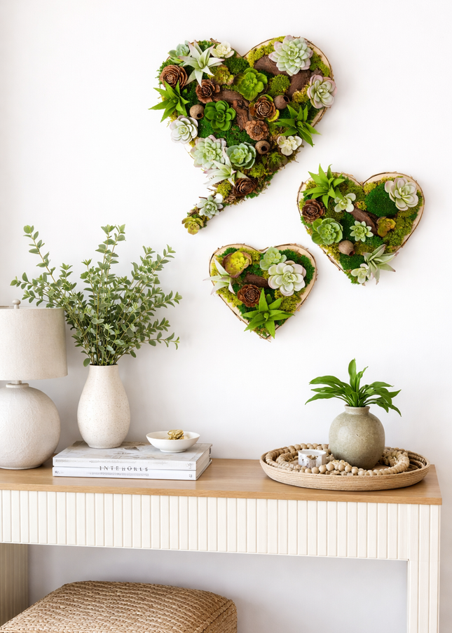 Set 3 tablouri decorative „Green Heart”