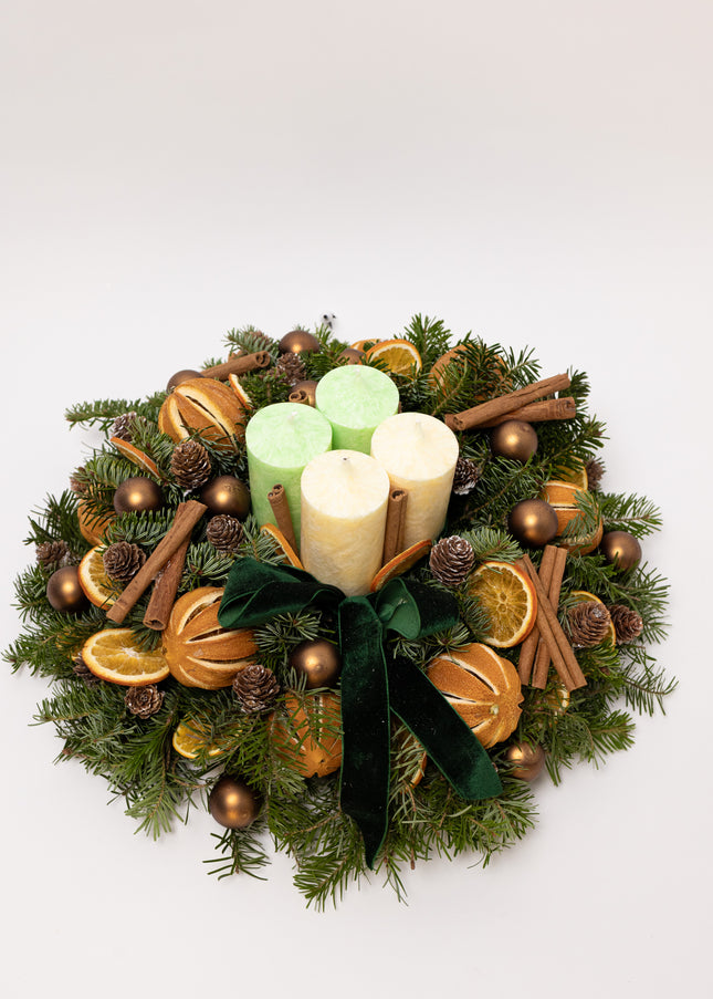 Aranjament Crăciun Advent "Citrus Joy" din brad Nobilis