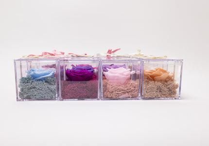 Aranjament de Lux "Amethyst Cube Muse" cu Trandafir Criogenat