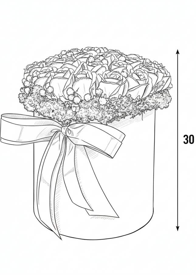Aranjament Lux Trandafiri Săpun Roșii, Cutie Catifea