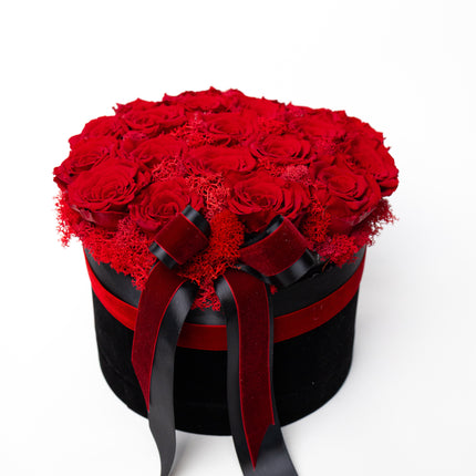 Aranjament Inimă Lux 25 Trandafiri Criogenați Roșii