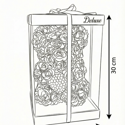 Aranjament de Lux "Ruby Pearl Teddy" în Cutie Dior Style