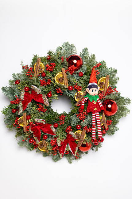 Coroniță de Crăciun Artizanală „The Elf’s Festive Welcome”