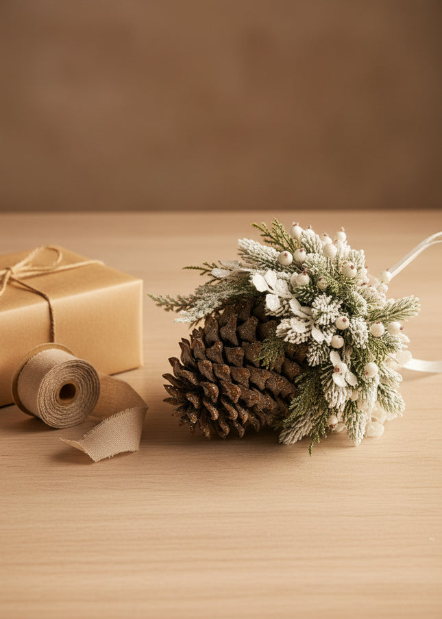 Ornament de Crăciun Premium „Frosty White Pinecone”