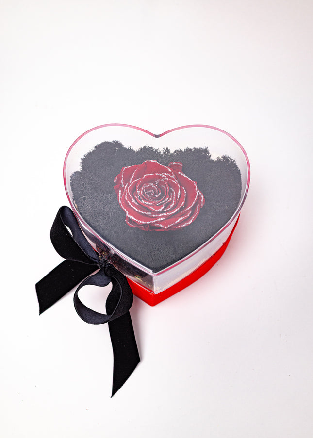 Aranjament de Lux "Ruby Heart Sparkle" cu Trandafir Criogenat