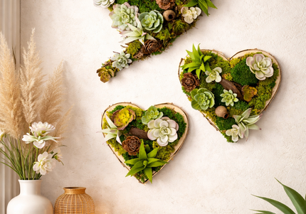 Set 3 tablouri decorative „Green Heart”