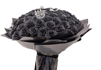 Buchet Gigant "Midnight Empress" 101 Trandafiri și Coroană