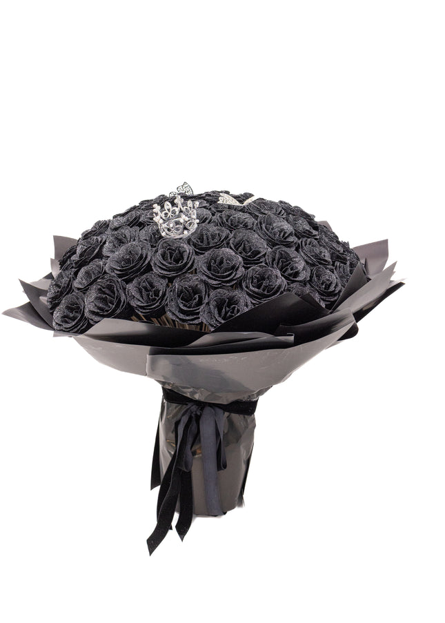 Buchet Gigant "Midnight Empress" 101 Trandafiri și Coroană