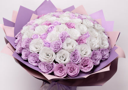 Buchet de Lux „Lavender Diamond Bouquet” cu 101 Trandafiri Imperiali