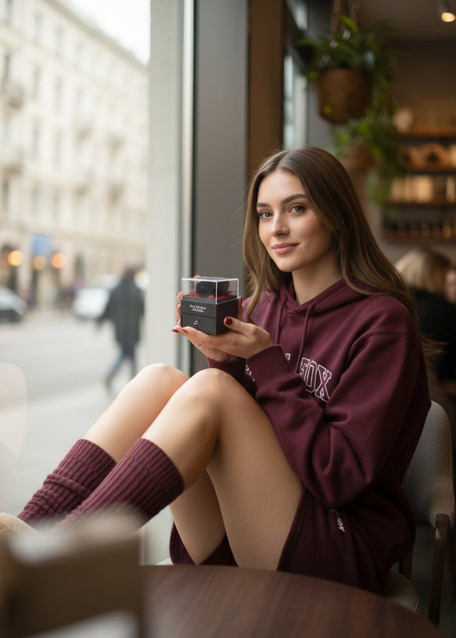 Trandafir Criogenat Negru (Inimă), Cutie Acrilică "Best Wishes"