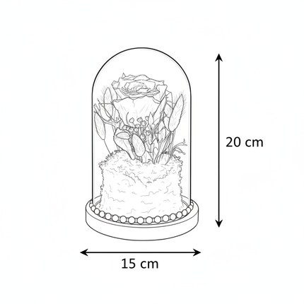 Cupolă Lux 3 Trandafiri Criogenați (Roșu & Negru) cu Perle