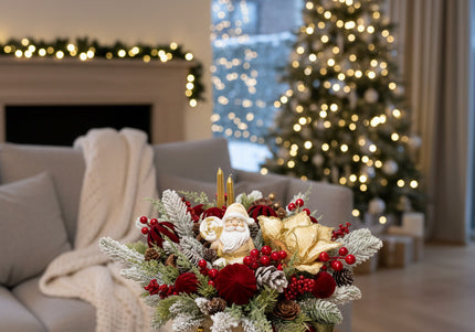 Aranjament Crăciun "Golden Santa" cu Magnolie Aurie